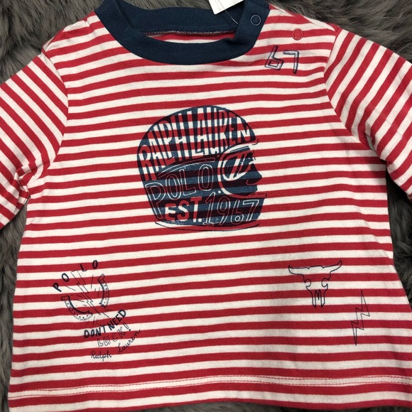 Ralph Lauren Cruise | Striped Long Sleeved Shirt | Red & White | Size 3M - Picture 2 of 3